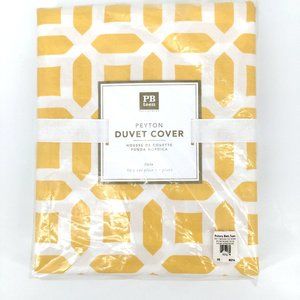 Pottery Barn Teen Peyton Duvet Yellow and White 100% Cotton Twin Size